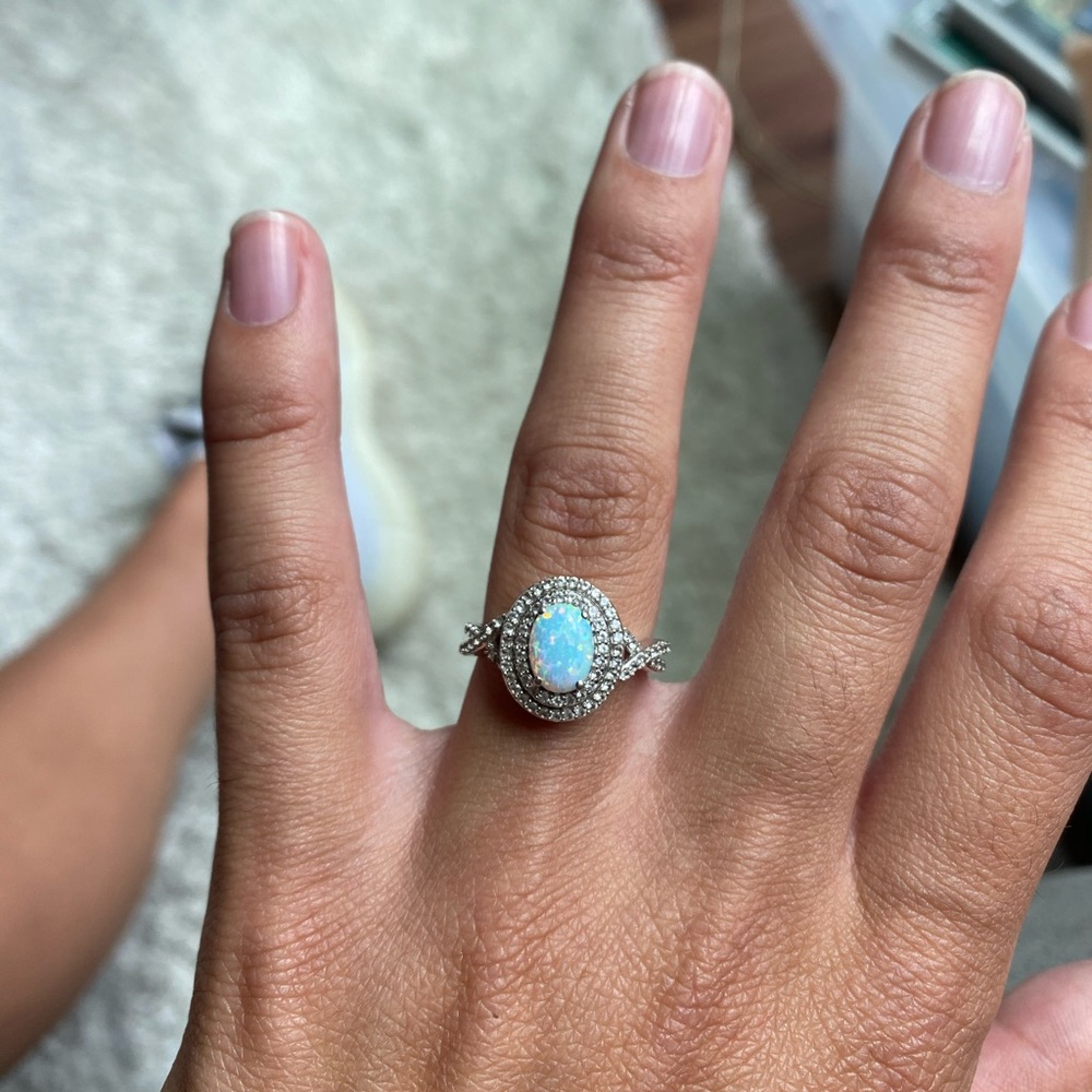 Sterling silver opal ring